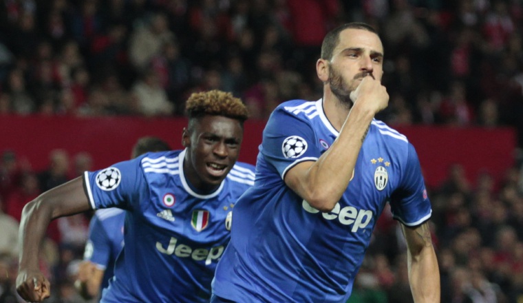 Leonardo Bonucci (der.) anotó por la Juventus ante Sevilla. Leonardo Bonucci (der.) anotó por la Juventus ante Sevilla. /Foto AP