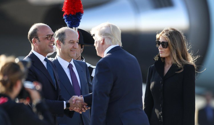 Trump a su llegada a Italia. /Foto EFE