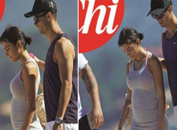 Ronaldo junto a su novia en la playa.