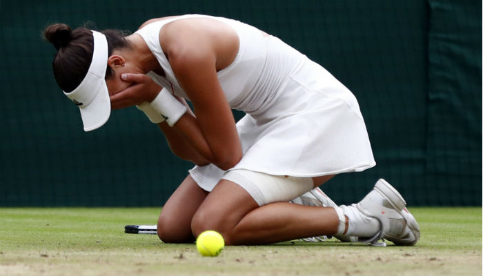 Muguruza festeja el triunfo en Wimbledon : Foto:AP