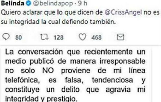 La cantante aclaró que la línea de la supuesta conversación no es de ella