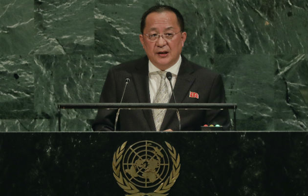 El ministro de Exteriores de Corea del Norte, Ri Yong Ho, intervino en la Asamblea General de la ONU. FOTO/AP