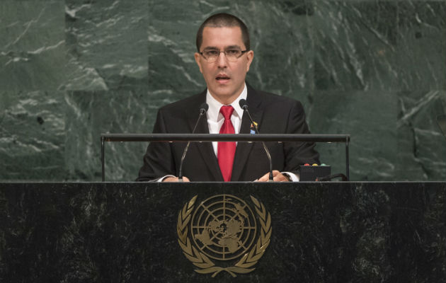 Canciller venezolano Jorge Arreaza en la ONU. FOTO/EFE