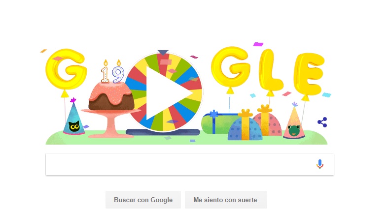 El doodle con el que Google celebró su cumpleaños.