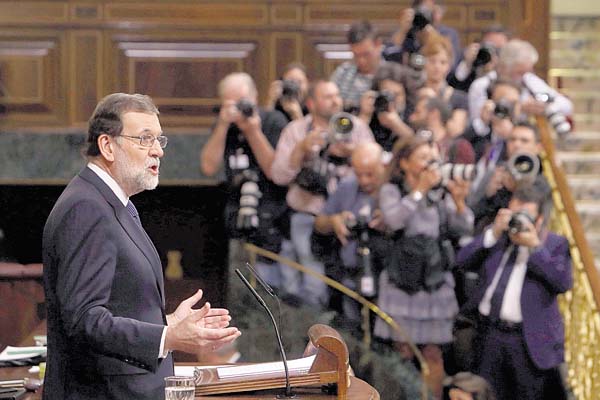 El presidente del Gobierno español, Mariano Rajoy, durante su disertación ante el pleno del Congreso. /Foto EFE