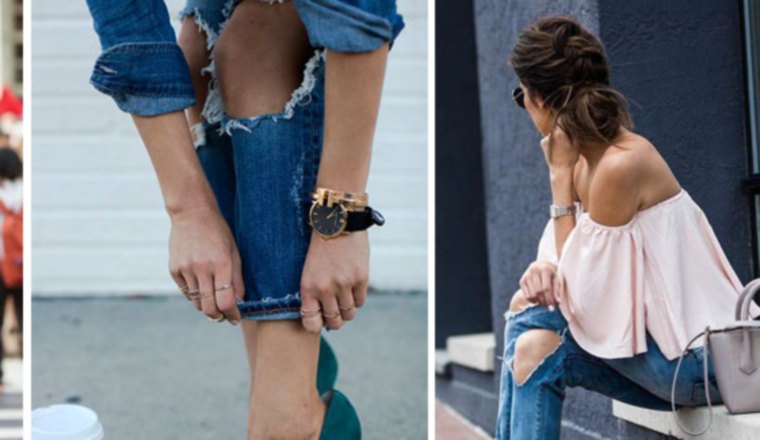 Los tacones le dan elegancia a los 'jeans' rotos.