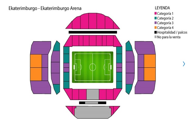 Categorías del Ekaterinburg Arena. Foto Fifa.com Categorías del Ekaterinburg Arena. Foto Fifa.com