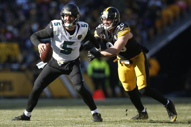 Blake Bortles durante el partido contra los Steelers de Pittsburgh. Foto
