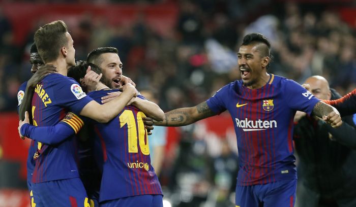 Celebración de los jugadores del Barcelona Foto EFE Celebración de los jugadores del Barcelona Foto EFE