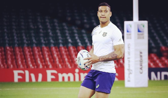 Israel Folau durante un entrenamiento. Foto @izzyfolau