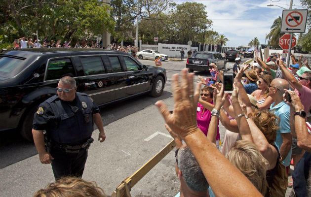 Dispositivo de seguridad durante la visita de Donald Trump a los Cayos de Florida. FOTO/EFE