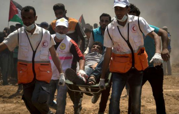 Un manifestante palestino herido. Foto: EFE 