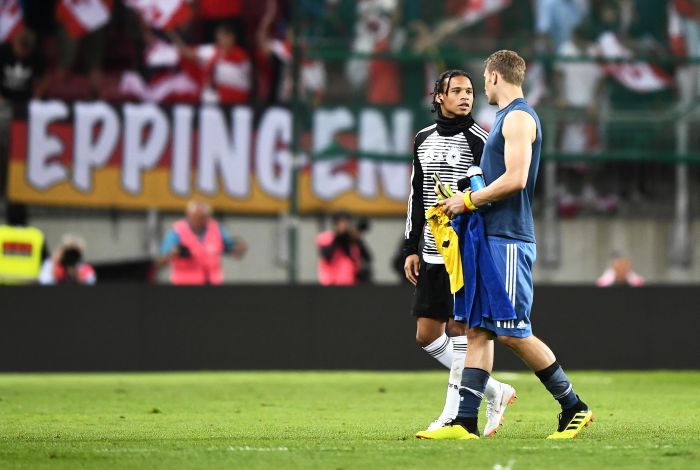 Leroy Sané y Manuel Neuer, en el amistoso de Alemania ante Austria. Foto EFE 