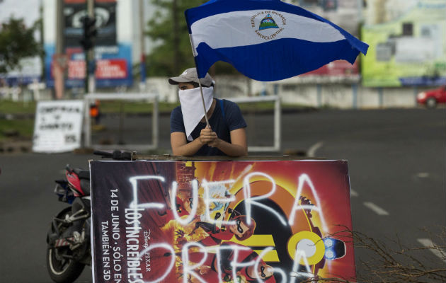 La población en Masaya se tomó las calles contra Daniel Ortega. FOTO/EFE