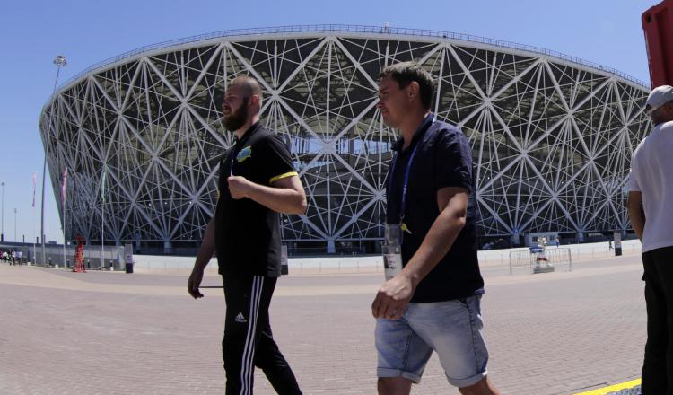 Primer juego en el estadio de Volgogrado. /Foto EFE