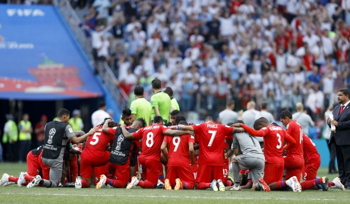 Equipo panameño al final del partido Foto AP