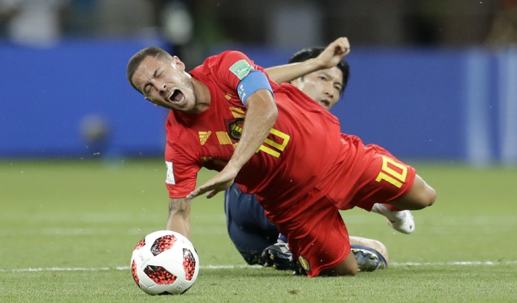 Eden Hazard fue elegido como el mejor jugador del partido de octavos contra Japón. /Foto AP