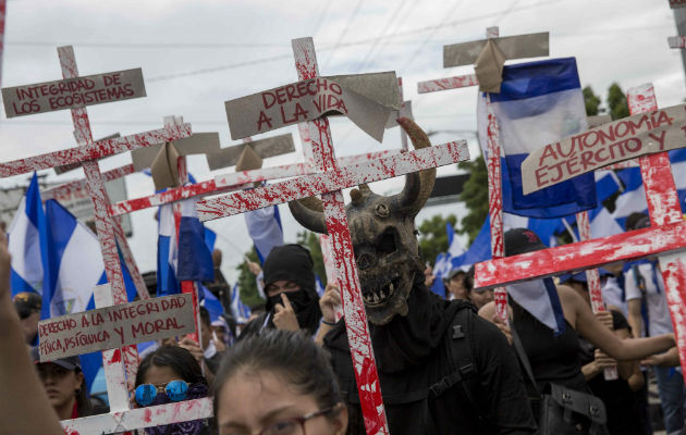 La población nicaragüense exige no olvidar a los masacrados por el gobierno de Daniel Ortega. FOTO/EFE