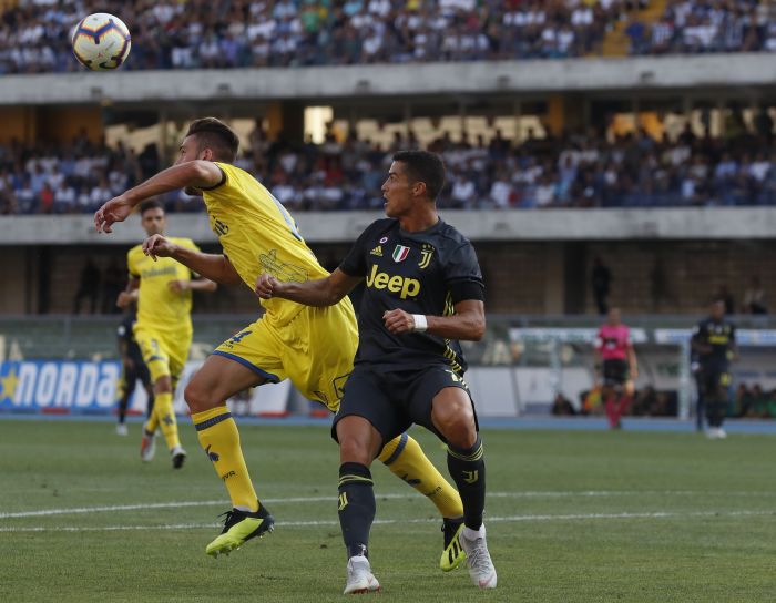 Cristiano Ronaldo durante el partido de la Juve contra el Chievo. Foto AP