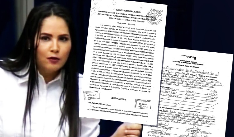 Zulay Rodríguez colgó en Twitter copias del contrato de venta de arroz al IMA. Archivo