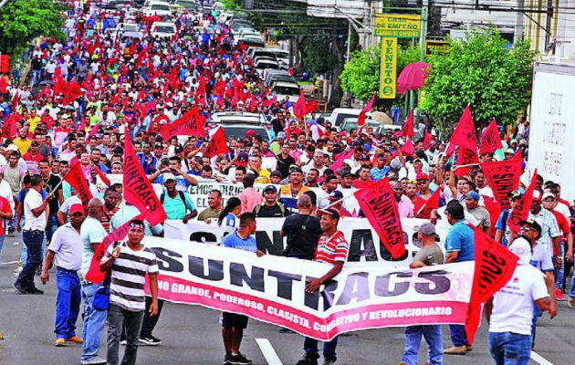 Suntracs anunció que la marcha será a partir de las 2:00 de la tarde. Foto: Panamá América.