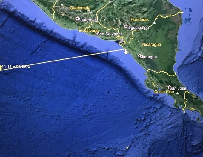 La anomalía fue divisada a 600 millas de la costa pacífica de Centroamérica.