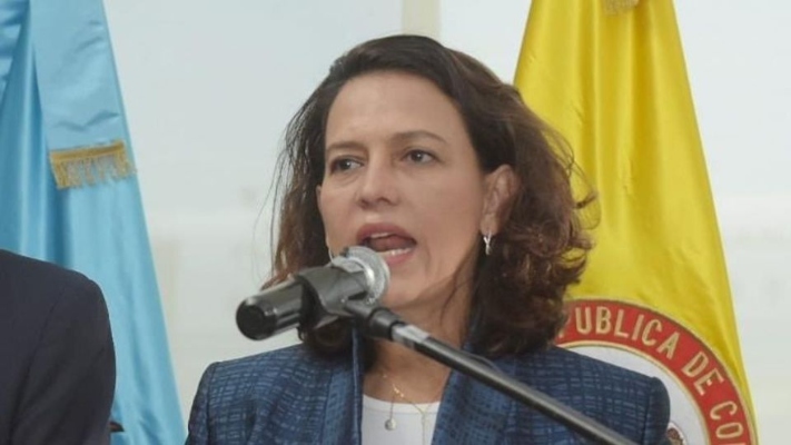 La ministra del Interior, Nancy Patricia Gutiérrez, se reunión con la prensa extranjera.