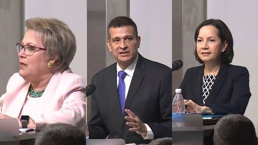  María Eugenia López, Carlos Alberto Vásquez y Maribel Cornejo son los nuevos magistrados principales de la Corte Suprema de Justicia. Foto: Asamblea Nacional