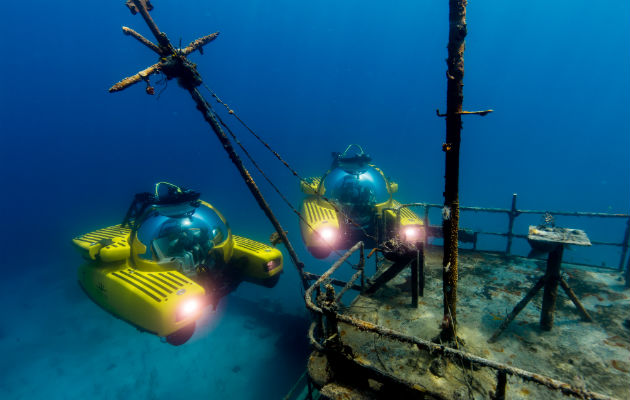 Se usaron submarinos burbuja de Triton para observar un naufragio en las Bahamas en el 2017. Foto/ Nick Verola/Triton.