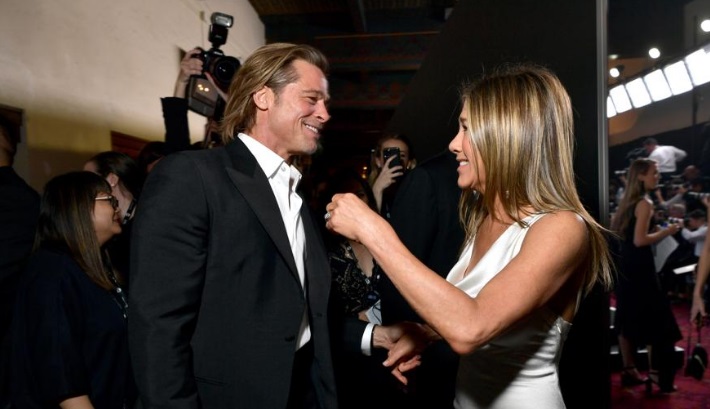 Brad Pitt y Jennifer Aniston. Foto SAG Awards (redes sociales).