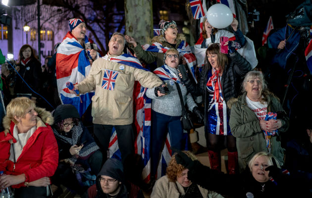 Partidarios de Brexit ven una Gran Bretaña sin reglas y rebosante de innovación. Celebrando el 31 de enero. Foto / Andrew Testa para The New York Times.