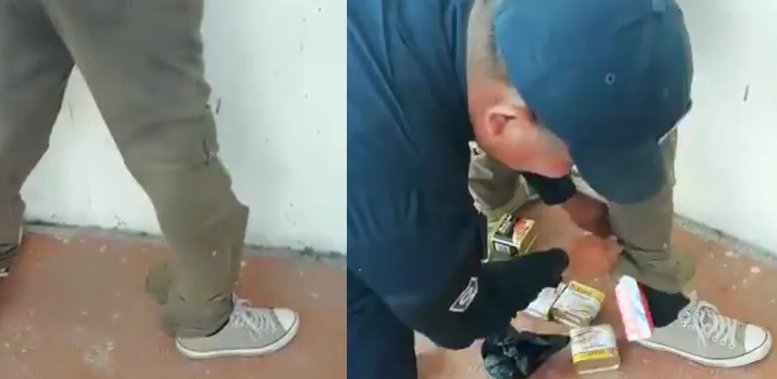 El antisocial fue atrapado y luego grabado en video con los 18 artículos que llevaba ocultos en su ropa.