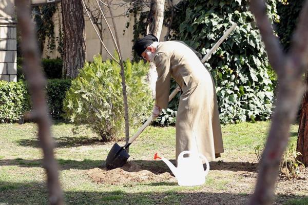 El ayatolá Ali Jamenei, plantó un árbol antes del Día del Árbol en Irán, mostrando cómo la preocupación por el virus ha llegado a la cima de la teocracia chií del país. FOTO/EFE