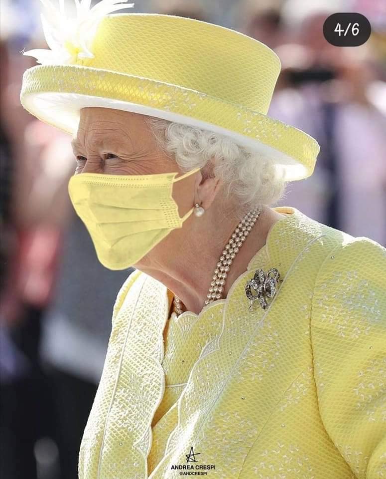 Reina Isabel II, en tiempos de coronavirus. La situación no impide que luzca regia. Foto: Facebook
