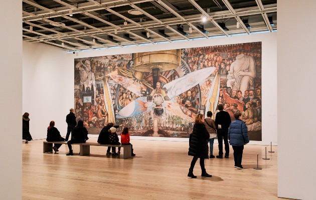 Reproducción en foto de “El Hombre Controlador del Universo”, de Diego Rivera, 1934, Palacio de Bellas Artes, INBA, Ciudad de México. Banco de México, fideicomiso de los museos Diego Rivera y Frida Kahlo, CDMX/Artists Rights Society (ARS), Nueva york. Foto /  Emiliano Granado para The New York Times.