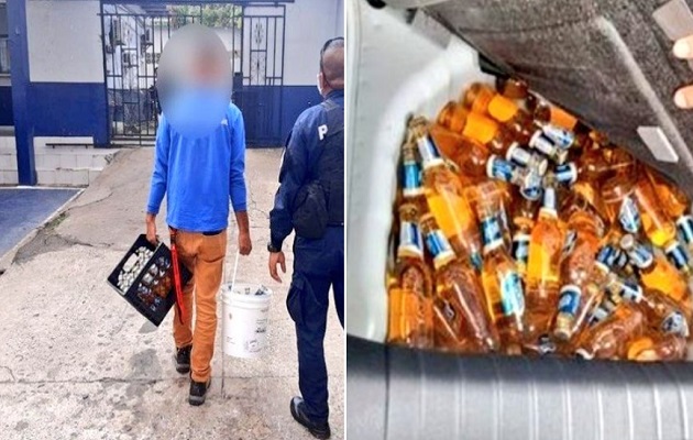 Tres personas que transportaban 5 cajas de cerveza en Pedregal intentaron burlar a la policía con un salvoconducto falso. Foto: Policía Nacional.