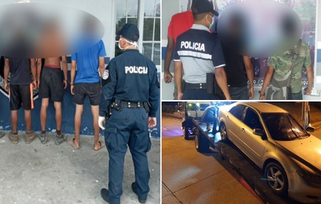 Los retenidos deberán pagar una multa de $50.00; si no los pueden saldar deberán realizar trabajo comunitario. Foto: Policía Nacional.