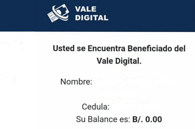 La AIG explicó la razón del saldo B/.0.00 en el vale digital, sin que se haya utilizado. 