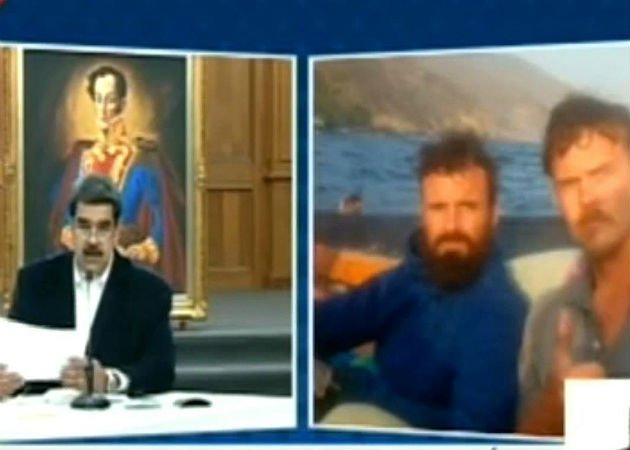 Maduro muestra por TV la imagen de los dos presuntos mercenarios de EE.UU., capturados. Fotos: EFE/Archivo.