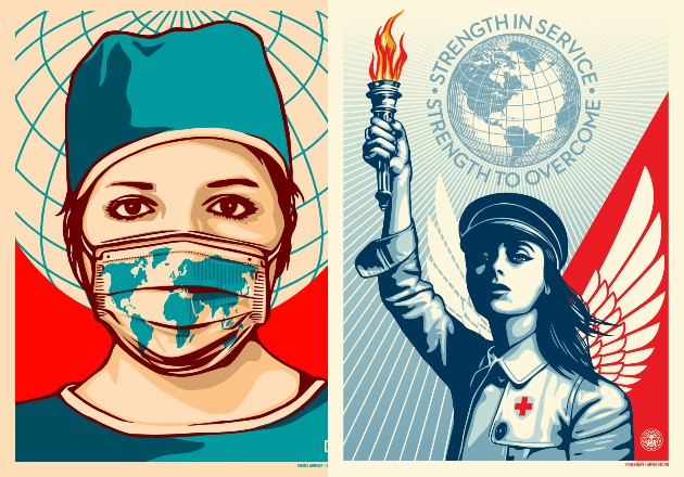   Artistas se unen para crear anuncios de servicio público que promueven la salud durante la pandemia. Foto ilustrativa / Thomas Wimberly para Amplifier; Shepard Fairey para Amplifier.