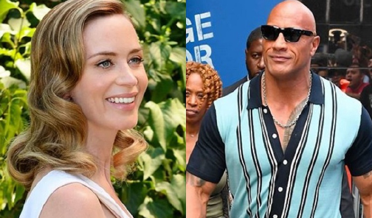 Emily Blunt y Dwayne Johnson. Instagram