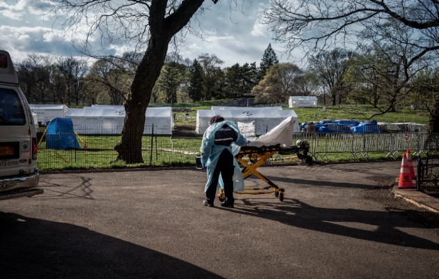 Un hospital de campo en Central Park en Nueva York, el 16 de abril de 2020. (Misha Friedman/The New York Times)