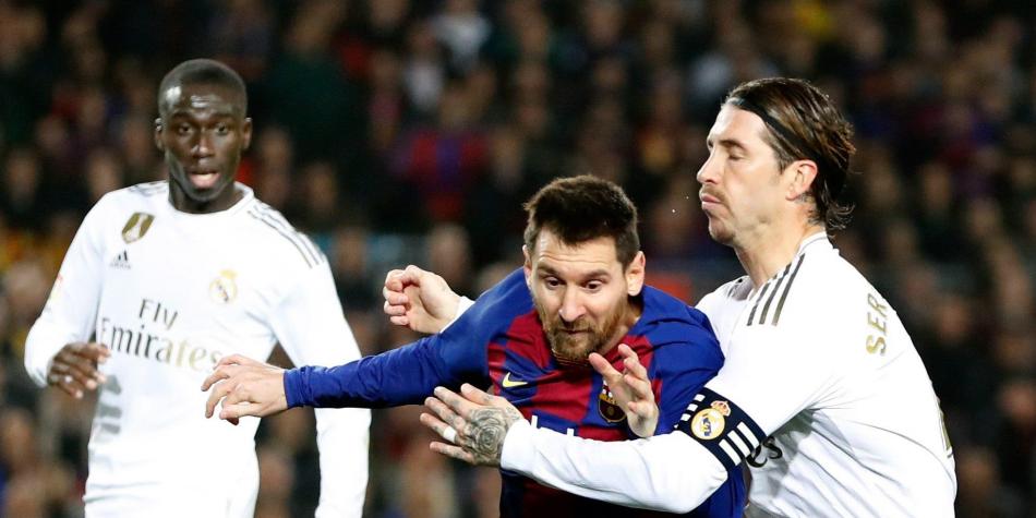 Messi del Barcelona y Sergio Ramos del Real Madrid. Foto:EFE