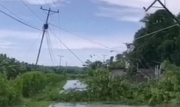 En el sector de finca 44 los fuertes vientos causaron la caída de postes del tendido eléctrico, dejando sin el suministro de energía a miles  de personas. 