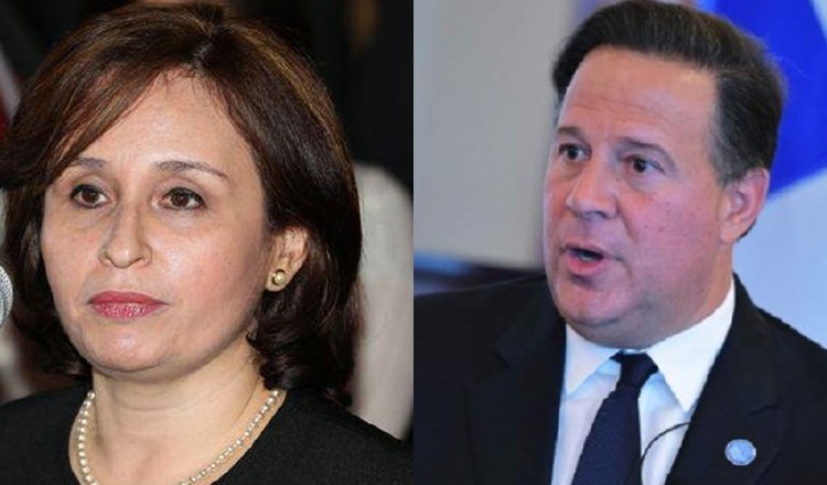 Exprocuradora general de la Nación, Kenia Porcell y el expresidente Juan Carlos Varela.