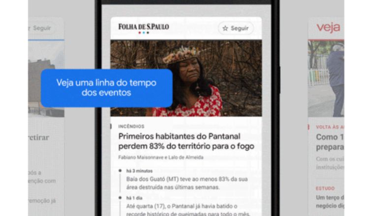 News Showcase consiste en paneles de historias que aparecerán en Google News. 