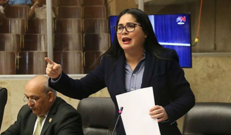 Perredista Zulay Rodríguez habla ante el Pleno Legislativo. 