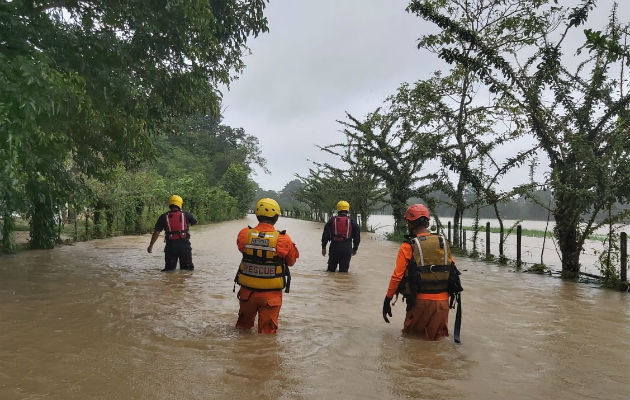 El personal del Centro de Operaciones de Emergencias de Veraguas suministra víveres y enseres. Foto: Melquiades Vásquez A.