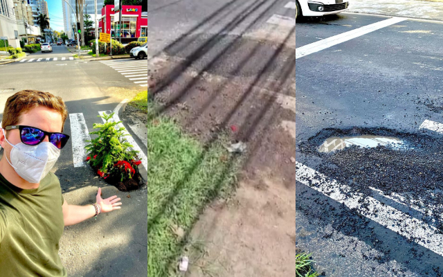 Antes y después del bache. Foto: Instagram