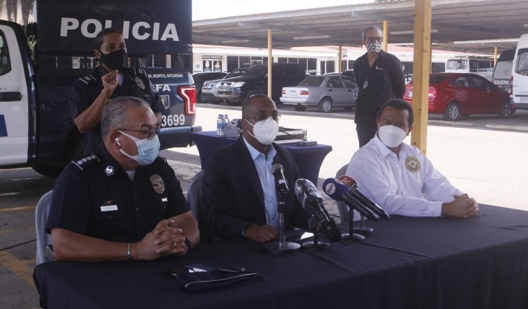 Conferencia de prensa realizada ayer en la sede de la Policía Nacional.